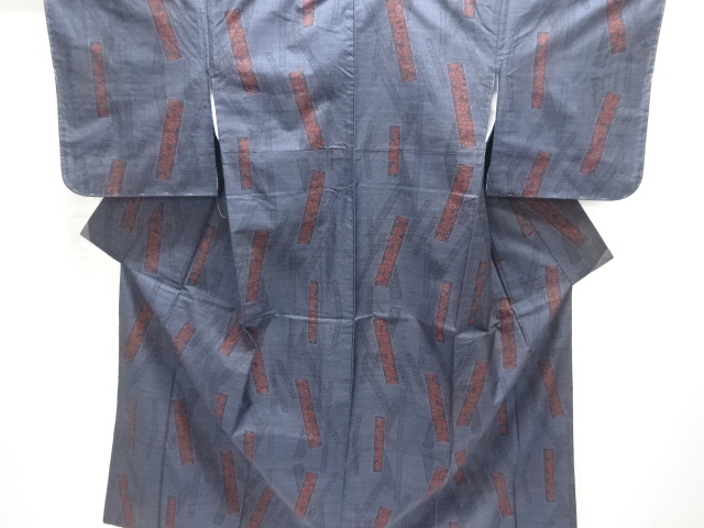 短冊に抽象花模様織出し本場泥大島紬着物（5マルキ）